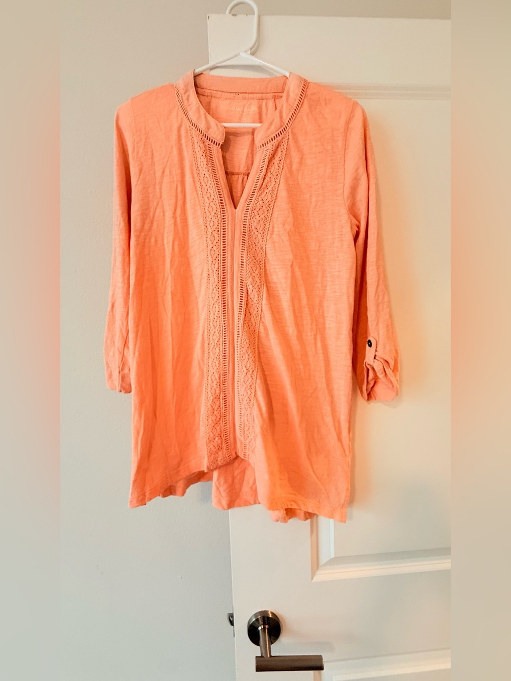Soft Surroundings Coral Crochet-Trim Tunic Top